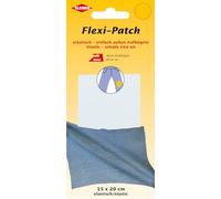 Flexi-Patch White Denim Iron-on Elastic Trouser Repair Patch, Large Stretchy Mending Material for Jeans and Workwear, 15cm x 20cm, 1 Piece