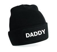 Flexi-Print Daddy Beanie Hat, Personalised Dad Hat for Grandad, Grandparents & Dads Unisex Winter Woolly Hat for Christmas & Birthdays Gifts for Dads Black