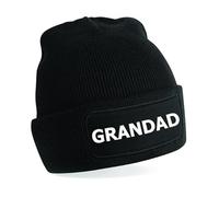 Flexi-Print Grandad Beanie Hat, Personalised Dad Hat for Grandads, Grandparents & Dads Unisex Winter Woolly Hat for Christmas & Birthdays Gifts for Grandparents Black