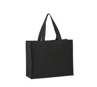 Flexi-Print Nutshell® RL675 Small Black Recycled Cotton Canvas Stand-Up Shopper Bag with Polyurethane Coating, Unisex