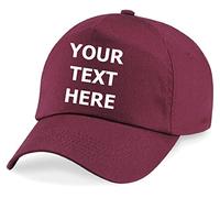 Flexi-Print Personalised Baseball Caps - Your Text Printed, Baseball Cap for Women, Trucker Caps for Men, 5 Panel Cap, Hats for Men UK, Womens Sun Hat, Golf Cap, Mens Baseball Caps Burgundy
