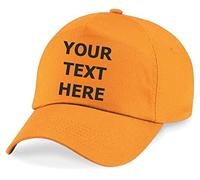 Flexi-Print Personalised Baseball Caps - Your Text Printed, Baseball Cap for Women, Trucker Caps for Men, 5 Panel Cap, Hats for Men UK, Womens Sun Hat, Golf Cap, Mens Baseball Caps Orange