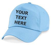 Flexi-Print Personalised Baseball Caps - Your Text Printed, Baseball Cap for Women, Trucker Caps for Men, 5 Panel Cap, Hats for Men UK, Womens Sun Hat, Golf Cap, Mens Baseball Caps Sky Blue