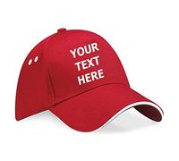 Flexi-Print Personalised Baseball Caps - Your Text Printed, Contrast Baseball Cap for Women, Trucker Caps for Men, 5 Panel Cap, Hats for Men UK, Womens Sun Hat, Golf Cap, Mens Baseball Caps Red/White