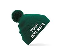Flexi-Print Personalised Beanie Hats - Bobble Hat with Embroidered Text, Winter Hats for Men, Men's Beanie, Winter Hats for Women, Black Beanie for Workwear, Fisherman Beanie Hat