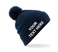 Flexi-Print Personalised Beanie Hats - Bobble Hat with Embroidered Text, Winter Hats for Men, Men's Beanie, Winter Hats for Women, Black Beanie for Workwear, Fisherman Beanie Hat