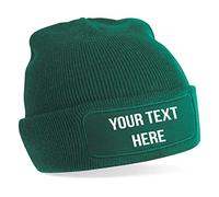 Flexi-Print Personalised Beanie Hats - Your Text, Winter Hat for Running, Men's Beanie Hats for Women, Black Beanie for Workwear, Fisherman Beanie Hat