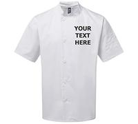 Flexi-Print Personalised Chef Jacket - Chef Whites Mens, Short Sleeve Chef Jacket, Kitchen Restaurant Work Uniform Tops, Womens Chef Jacket, Chefs Blacks, Black Chef Jacket, Chef Whites Women