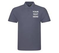 Flexi-Print Personalised Polo Shirts for Men & Women - Solid Grey, XS, Regular Fit, Short Sleeve, Polo, Work Wear & Uniforms, Birthday &