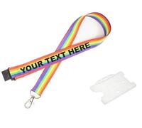 Flexi-Print Personalised Rainbow Lanyard With Card Holder - Lanyards For Neck With Card Holder, Teacher Supplies, NHS Rainbow ID Badge Holder, Autism, Teaching Assistant Essentials