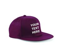 Flexi-Print Personalised Snapback Men's Caps - 5 Panel Flat Peak Cap, Personalised Baseball Caps Mens Trucker Hat, Trucker Caps for Men, Adjustable Large Fitted Cap Burgundy