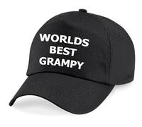 Flexi-Print Worlds Best Grampy Baseball Cap, Personalised Dad Hat for Grandad, Grandparents & Dads Unisex Hat for Christmas & Birthdays Gifts for Grandparents Black