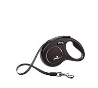 Flexi Retractable Tape Leash New Classic S - 5 m - Black - for small dogs up to 15 kg