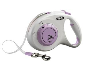 flexi® Select M | Retractable lead with adjustable tape (0-7 m) | Grey/lilac | extendable lead for dogs up to 25 kg | Weight: 440 g | Dimensions: 12.9 x 19.2 cm