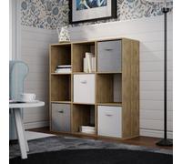 Flexi Storage Compact Cube 9 Compartment Storage Cube - Oak Effect