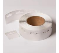 Flexi Tail Hang 500 Tab Reel, Self-Adhesive Display Hooks, 300 Micron Thickness, 50x50mm, Clear, 350g Weight Capacity, Euro Hook Compatible