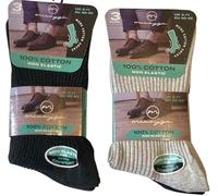 FLEXI-TOP Non-Elastic Diabetic Socks, 6 Pack, Black with Coloured Heels and Toes, UK Size 6-11 - Cotton dee