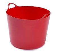 FLEXI TUB WITH HANDLE BUILDER TRUG CONSTRUCTION CONTAINER BUCKET LAUNDRY BASKET UK (Red, Small)