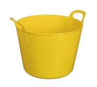 FLEXI TUB WITH HANDLE BUILDER TRUG CONSTRUCTION CONTAINER BUCKET LAUNDRY BASKET UK (Yellow, Medium)