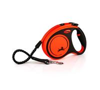 flexi® Xtreme M | 5 m extra resistant retractable tape leash for dogs up to 35 kg | Orange | Retractable dog lead | Soft Stop | Built-in shock absorber | Weight: 350 g | Dimensions: 12.8 x 17.7 cm