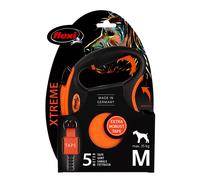 Flexi Xtreme Tape Orange & Black Medium 5m Retractable Dog Leash/Lead for dogs up to 35kgs/77lbs