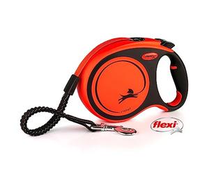 flexi Xtreme L | 8 m Extra resistant Retractable Tape Leash for Dogs up to 55 kg | Orange | Retractable Dog Lead | Soft Stop | Built-in shock absorber | Weight: 640 g | Dimensions: 14.7 x 21 cm