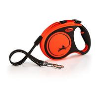 FLEXI® Xtreme L - Extra Robust Retractable Leash with 16 ft Extra Strong Tape | Protector Belt with Reflective Components | Handle Adjustment | Orange/Black