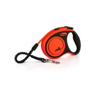 flexi Xtreme S | 5 m extra resistant retractable tape leash for dogs up to 20 kg | Orange | Retractable dog lead | Soft Stop | Built-in shock absorb