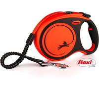 flexi Xtreme L Tape 8 m black/orange, retractable leash for dogs up to 55 kg