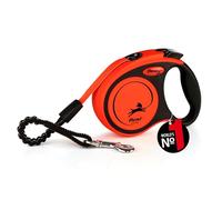 Flexi, leaves model Xtreme, resists intensive loads exerted on the strap, strap extremely resistant to bites, adjustable flexible handle, made in Germany, orange, xs - 3m