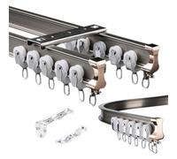 Flexible 1 10m Double Track Curtain Rail Bendable Silence Track for Ceiling or Wall Installation Ideal for RV Space Dividers & Shower Curtains Champagne Color 220cm Size