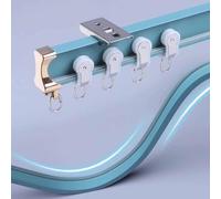 Flexible 1-Way Curtain Track Noise-Free Aluminum Curtain Rod with Rollers Ceiling/Wall Mount for Room Divider Living Room Bedroom (Blue 2.4m / 7.9ft)