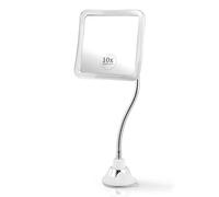 Flexible 10X Magnifying Makeup Mirror with Height-Adjustable Gooseneck and 360° Swivel Suction Cup for Precise Make Up and Beauty Routines - 16cm x 16cm (Square)