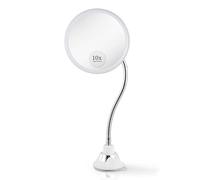 Flexible 10X Magnifying Makeup Mirror with Height-Adjustable Gooseneck and 360° Swivel Suction Cup for Precise Make Up and Beauty Routines - 17cm x 17cm (Round)