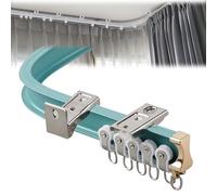 Flexible 17Ft Curtain Rod for Bay - White Aluminum Track with Bendable Curved Rails & Quiet Pulley Runners for Smooth Drapery Installation