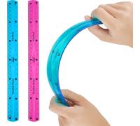 Flexible 2 Pack 30cm/12inch Plastic Ruler - Shatterproof Straight & Soft Bendable Clear Ruler for Kids & Adults (Blue & Purple) - School & Office