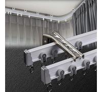 Flexible 2-Track Ceiling Curtain Rail Set - Aluminium Rod for Flat & Curved Bay Windows Includes Accessories 1.9m White Curtain Track System