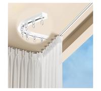 Flexible 3-26ft Recessed Sliding Curtain Track - Bendable Aluminum Ceiling Rail with Hooks for Room Divider & Bay Window - White 4ft/1.2m Length