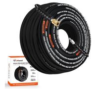 Flexible 3/8" Pressure Washer Hose with Rubber Sheath, 50 Feet, Swivel Quick Connector, Kink Resistant, 4000 PSI, Industrial Grade, Steel Reinforced, No Marks
