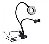 Flexible 3” LED Ring Light with Phone Holder by Gear4music