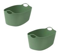 Flexible 35L Laundry Basket - Durable Green Laundry Bin for Indoor & Outdoor Use, Portable & Multi-Purpose (Laundry basket, in-/outdoor, green, 35 l, Pack of 2)
