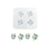 Flexible 4-Leaf Grass Charm Mold for Resin Jewelry Making, Dishwasher Safe & Simple Design Resin Art Pendant Mold