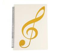 Flexible 40 Pages Piano Music Score Folder, A4 Music Book Clip Sheet Note Multi-Layer Music Score Folder(White&Gold)