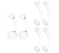 Flexible Acrylic Clear Belly Button Ring Retainer 14 Gauge Navel Bar Earrings Piercing Jewelry See More Sizes, Acrylic, no gemstone