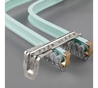 Flexible Aluminium Curtain Rail Track - Double Track for Straight/Bay Windows & Shower Rods - Durable, Easy to Bend, 4m/13.1ft, Green Wall Color