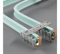 Flexible Aluminium Double Track Curtain Rail for Straight/Bay Shower Curtains - Bendable Easy Installation - Green Color 2.1m/6.9ft Ceiling Mount