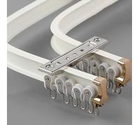 Flexible Aluminium Double Track Curtain Rail for Straight or Bay Windows Durable Bendable and Easy to Install White Ceiling Mount 2.4m/7.9ft