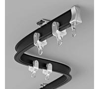 Flexible Aluminum Ceiling ain Track6.6FT Adjustable Rail for Smooth Glide Wall/Ceiling Mount Ideal forRoom Dividers ShowersEasy Installat (Black)