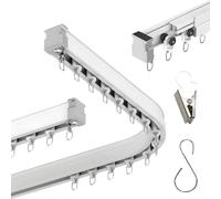 Flexible Aluminum Curtain Rods for Ceiling - Silent Wall-Mounted Track, 100-500cm, Includes Clips & Hooks, White/Black, Ideal for Living Room & Office (420cm/13.8ft)