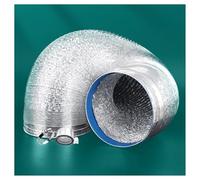Flexible Aluminum Ducting Hose Flex Air Stretch Aluminum Foil Ducting Dryer Vent Hose for Tumble Drier, Cooker Hood, Extractor Fan, Silver, with 1 Clamps and 1 Tape(3.0m,120mm)